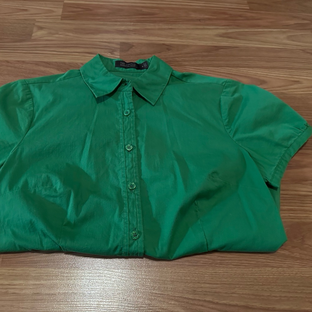 Like new! Button up (button down) Green shirt! Size M. The Limited - Picture 4 of 11